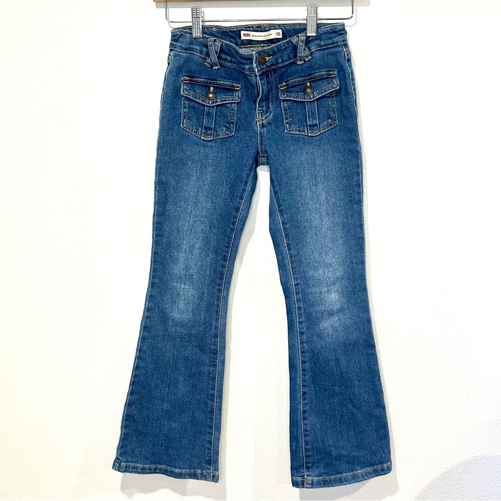LEVI'S Girls' Regular Rise Flare Bootcut Classic Denim Blue Jeans Size 10
